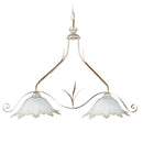 Sospensione 2xE27 Montatura Anticata Vetro Alabastro Bianco Sfumato Ambra E-Energy Aurora