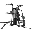 Palestra Multifunzione 250x183x213 cm con Sistema a Pulegge Panca Regolabile Pacco Pesi 69 kg e Cavi in Acciaio Nero      