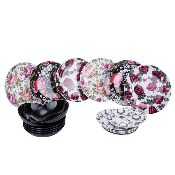 sconto 18-teiliges Tafelservice aus Porzellan und Steinzeug Villa d'Este Home Tivoli Rose Baroque