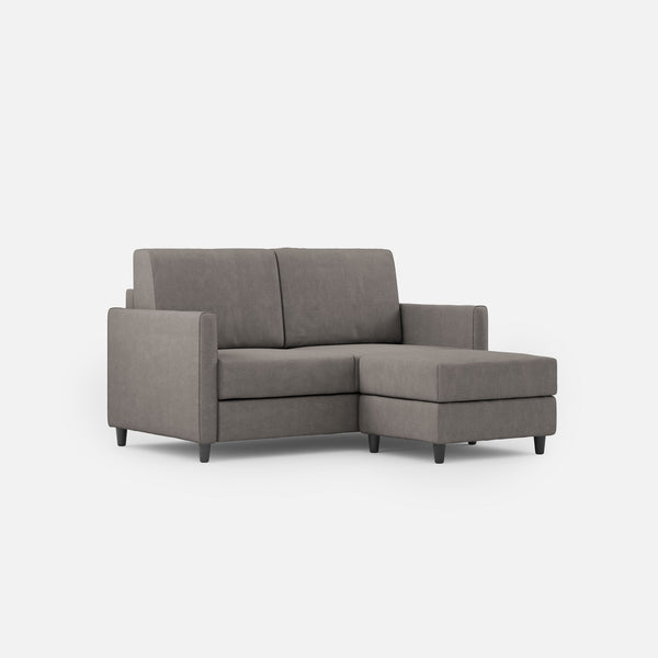 Divano 2 Posti con Pouf 138x155x85 cm Karay in Tessuto Grigio acquista