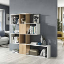 Mobile a Scaffali Libreria 4 Livelli 145x145x29 cm in Legno Zig Zag Bianco e Rovere