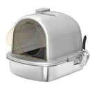 Lettiera Gatto Chiusa L 52,4x41,3x39,9 cm con Maniglia Paletta Pacchetto Deodorante e Antiperdita in Acciaio Inox e ABS Grigio      