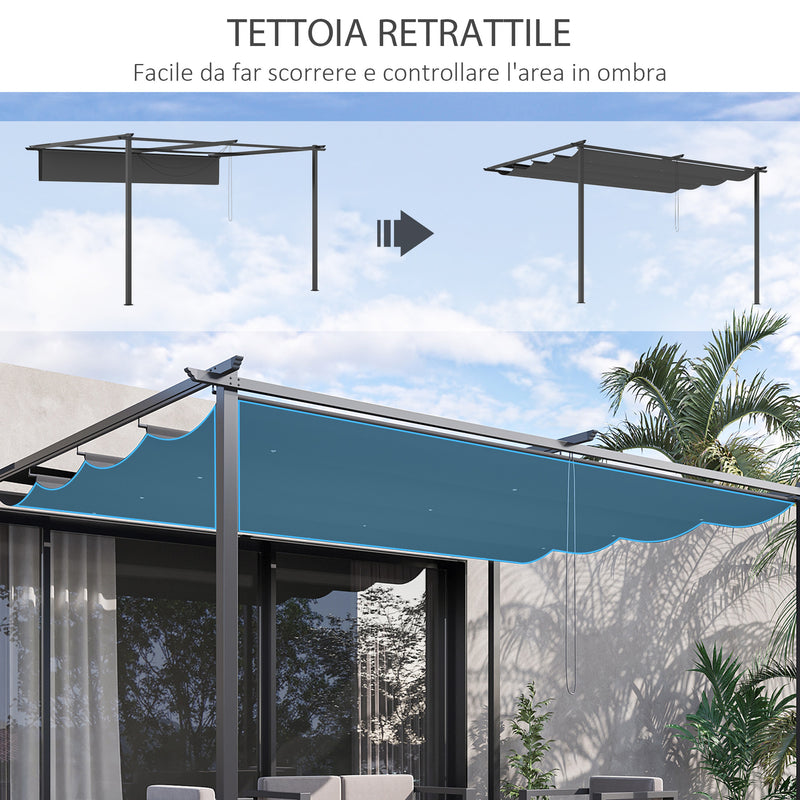 Pergola da Giardino 390x290x220 cm in Acciaio e Poliestere Grigio scuro