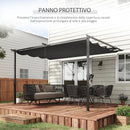 Pergola da Giardino 390x290x220 cm in Acciaio e Poliestere Grigio scuro