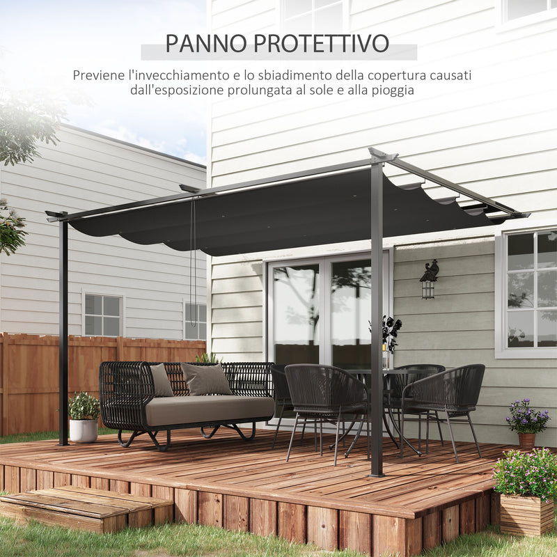 Pergola da Giardino 390x290x220 cm in Acciaio e Poliestere Grigio scuro
