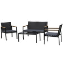 Set da Giardino Divano 2 Poltrone 1 Tavolino in Acciaio  WDC Nero