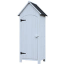 Casetta Porta Attrezzi 77,5x54,2x179,5 cm a 3 Mensole con Tetto Impermeabile in Bitume in Legno Bianco      