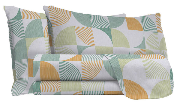 Set Lenzuola Matrimoniale con Stampa Sopra Sotto e Federe in Cotone Athena Giudi Verde sconto