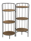 Libreria Berlin Double 86,5x42,5x110 cm in Ferro e Legno di Abete Naturale e Nero