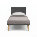 Letto 1 Piazza e Mezza con Rete Rivestita Microfibra Grigio Tessis Testata Square Varie Misure