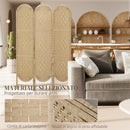 Paravento da Interni Pieghevole a 3 Pannelli 120x170 cm Stile Bohemien in Carta e Legno di Pino Color Legno      