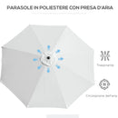 Ombrellone da Giardino Ø3m in Metallo e Poliestere Bianco