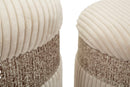 Puff con Contenitore Cortina Crema Set 3 Pz Ø40,5x49,5 cm - Ø35x42 cm - Ø31x38 cm in MDF e Spugna e Poliestere Crema      