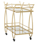 Carrello Ribbon 80x40x75 cm in Ferro MDF e Specchio Oro