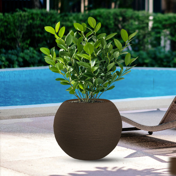Vaso da Esterno Interno Design a Sfera Ø40x33 cm Botticelli in Resina Marrone acquista