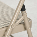 Set di 6 Sedie Pieghevoli Moderne 45x46x78 cm in Acciaio e Tessuto Effetto Lino Beige      