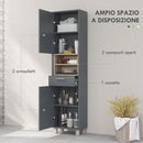 Mobile a Colonna da Bagno con Cassetto e Armadietti 40x24x160 cm in Legno Grigio 