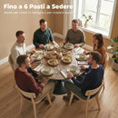 Tavolo da Pranzo Rotondo per 6 Persone Ø110x78 cm con Base in Acciaio in MDF Marrone Effetto Legno      