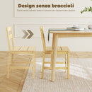 Set di 2 Sedie da Pranzo 42x45x80 cm con Schienale Curvo e Seduta a Doghe in Bambù Colore Naturale      