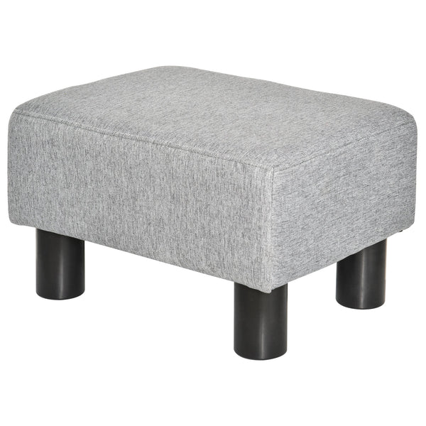 Pouf Poggiapiedi Imbottito 40x30x24 cm in Tessuto Effetto Lino Grigio acquista