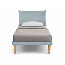 Letto 1 Piazza e Mezza con Rete Rivestita Microfibra Azzurro Tessis Testata Soft Varie Misure