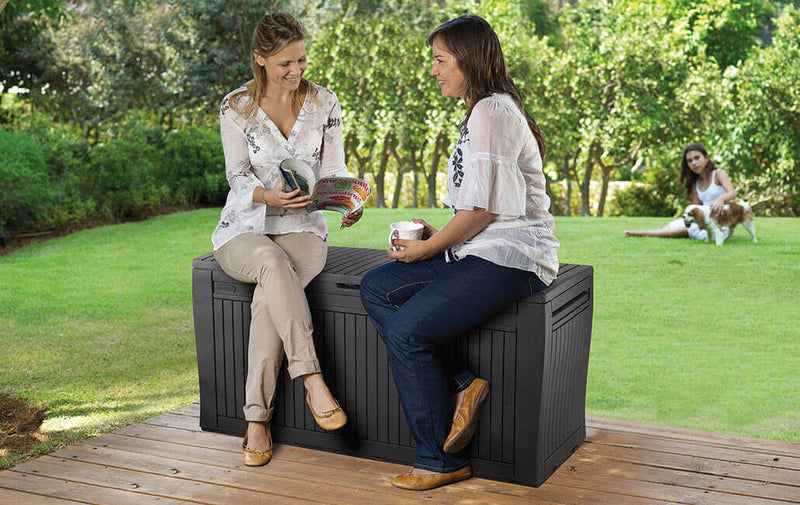 Baule Cassapanca da Esterno 116,7x57x44,7 cm in Resina Effetto Legno Keter Comfy Antracite