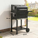 Barbecue a Carbone 75x59x94 cm con Termometro e Griglia di Cottura in Acciaio inox 304 Nero      