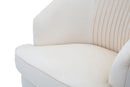Poltrona Loxy Crema 68x72x80 cm in Legno e Velluto Crema e Oro