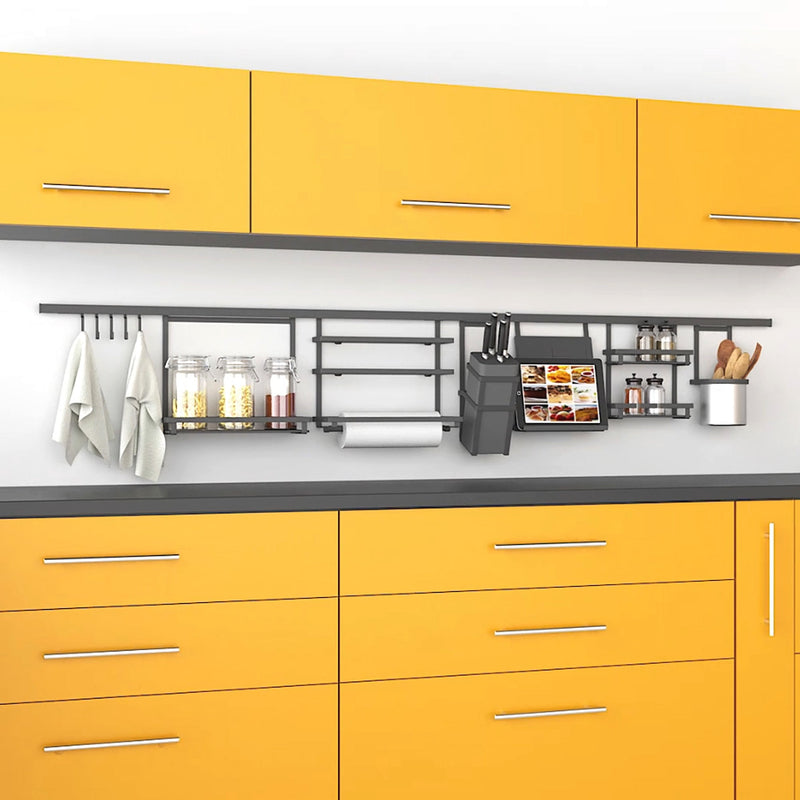 Profilo per Accessori da Cucina Sospesi Titane L 1,1 m Grigio Antracite Alluminio e Zama Emuca