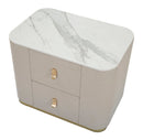 Comodino Beauty 60x47x40 cm in Legno MDF e Metallo Crema/Oro