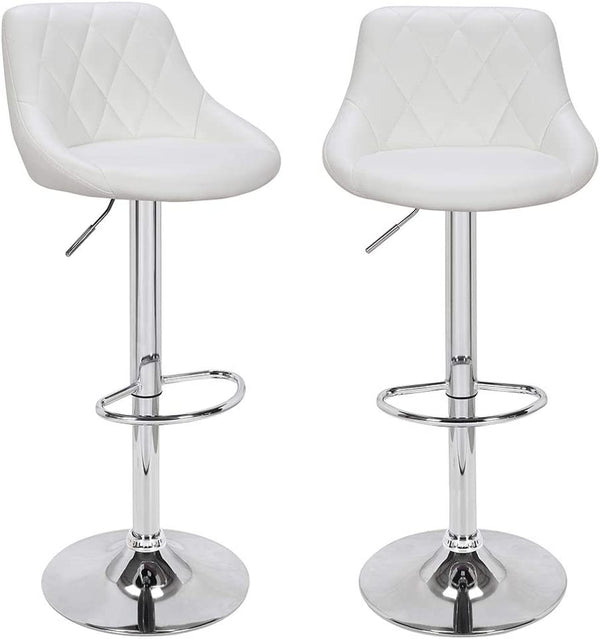 acquista Set 2 Sgabelli Cucina Seduta Pelle Imbottita Sgabello Girevole Casa Bar Bianco