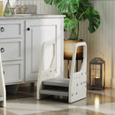 Scaletta per Bambini  3 Gradini in HDPE 43x42x65,5 cm Grigio e Bianco Crema  