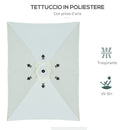 Ombrellone da Giardino 2x3 m Palo Ø38 mm in Alluminio e Poliestere Beige