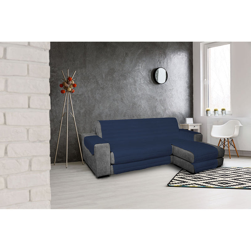 Copridivano Trapuntato in Microfibra con Penisola Destra Blu Scuro