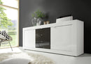 Credenza Mobile da Salotto 2 Porte 3 Cassetti 210x43x86cm TFT  Basic Bianco Lucido Antracite Lucido