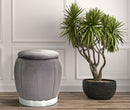 Puff Contenitore Paris Ø43x43 cm in Legno Spugna e Poliestere Grigio e Argento