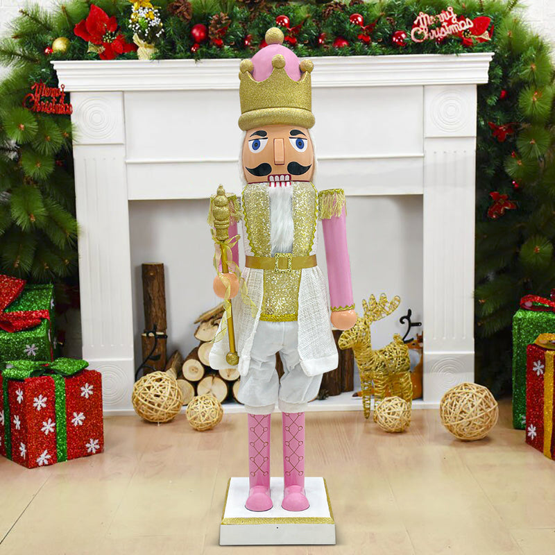 Soldato Schiaccianoci Natalizio H80 cm Rosa e Oro