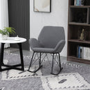 Sedia a Dondolo Imbottita 65x80x88 cm in Metallo e Tessuto Grigio