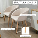 Set di 2 Sedie da Pranzo Stile Scandinavo 55x56x74 cm Imbottite in Tessuto Beige      