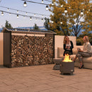 Legnaia con Struttura con Base Rialzata 240x 86x160 cm in Acciaio Galvanizzato Nero  