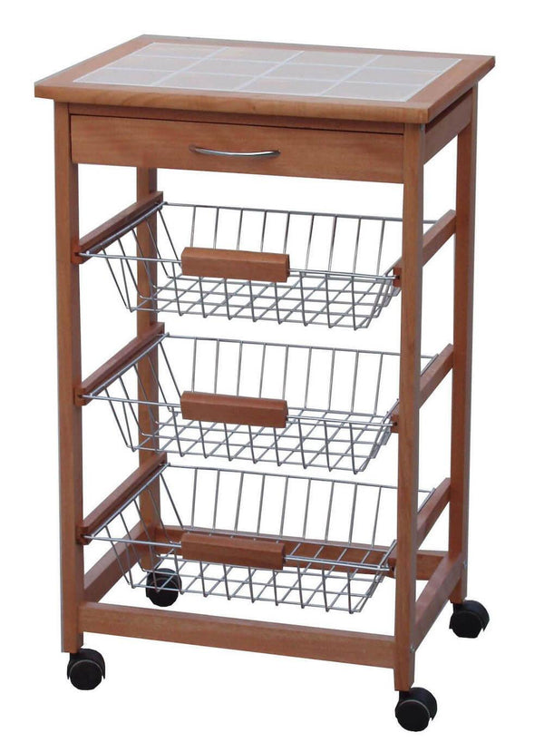Küchenwagen aus Holz 3 Körbe Tosini C002B acquista