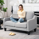 Divano 2 Posti 136x77x86 cm Salvaspazio in Tessuto Effetto Lino Grigio Chiaro   