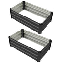 Set di 2 Letti per Orto Rialzato con Fondo Aperto 100x60x30cm in Acciaio Galvanizzato Grigio