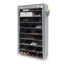 Scarpiera Salvaspazio 10 Ripiani 45 Paia Scaffale Acciaio e Tessuto TNT Grigio