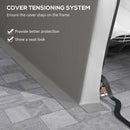 Tendone per Auto e Feste con 2 Finestre Laterali 618x265/330x240 cm in Acciaio Zincato e PE Grigio Chiaro