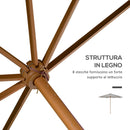 Ombrellone da Giardino Ø300x250H cm Palo in Legno e 8 Stecche Grigio  