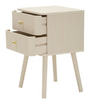 Comodino 2 Cassetti Shy 34x37,5x59 cm in Pino e MDF e Ferro      