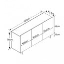 Credenza Carlile Bianco e Rovere Chiaro 150x40x76 h cm in Truciolare bilaminato Rovere grigio