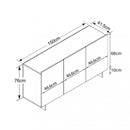 Credenza Carlile Bianco e Rovere Chiaro 150x40x76 h cm in Truciolare bilaminato Rovere grigio