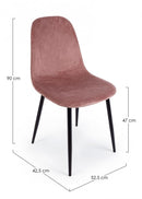 Set 4 Sedie 52,5x42,5x90 cm Irelia in Velluto Rosa